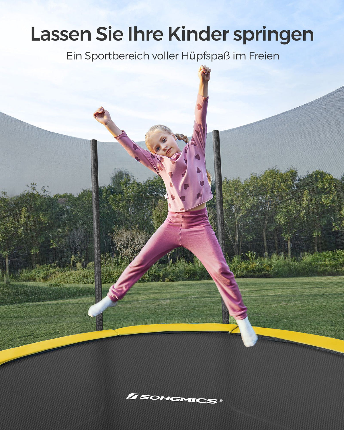 Trampolin mit Sicherheitsnetz – Stabiler Rahmen und gepolsterter Rand