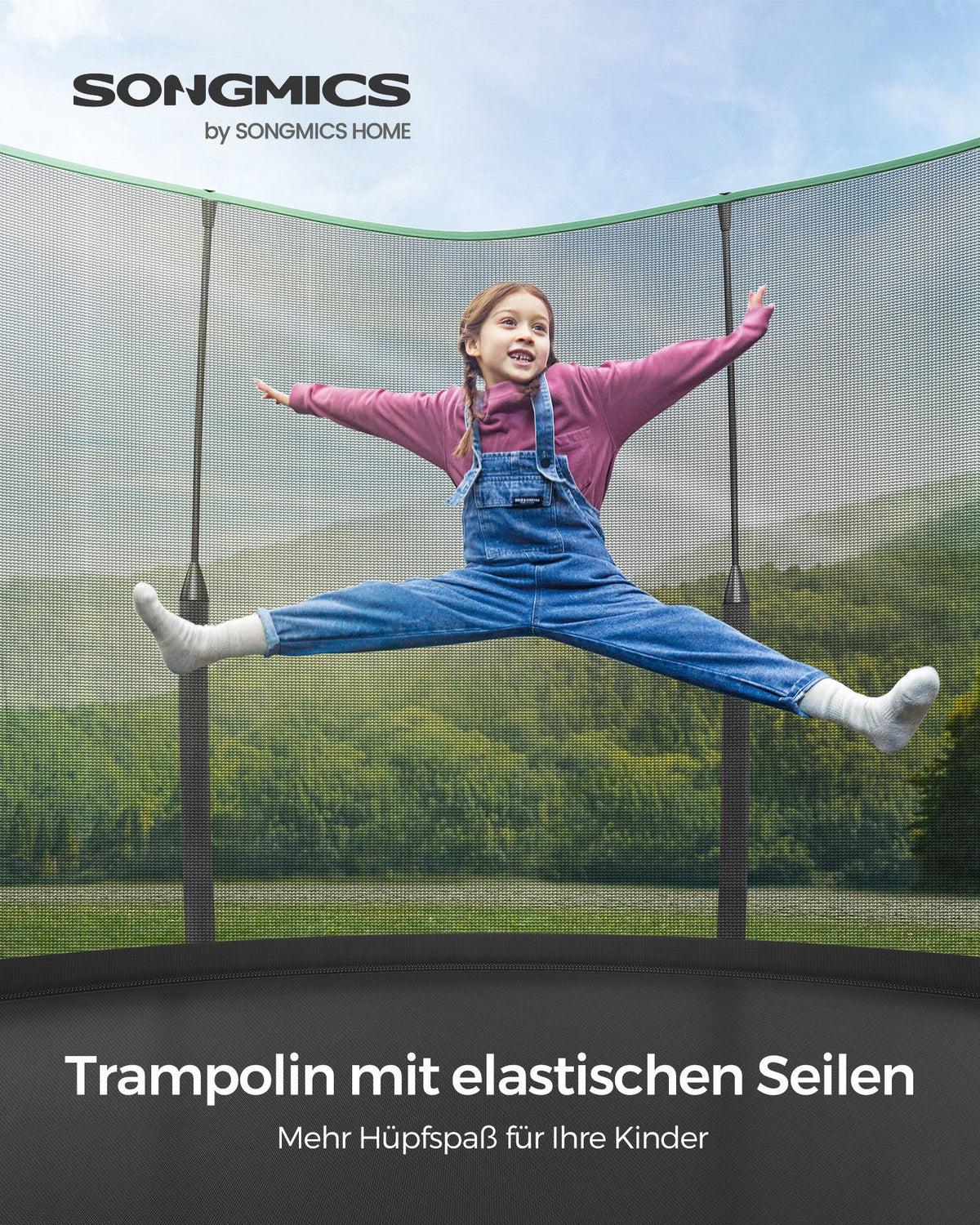 Rundes Gartentrampolin ohne Federn – Sicher, leise und elastisch – Erhältlich in 244 cm, 305 cm und 366 cm