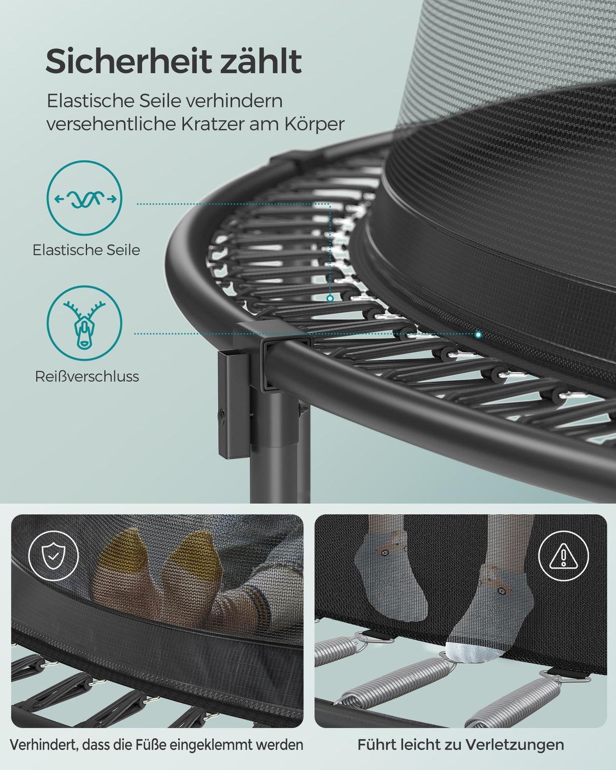 Rundes Gartentrampolin ohne Federn – Sicher, leise und elastisch – Erhältlich in 244 cm, 305 cm und 366 cm