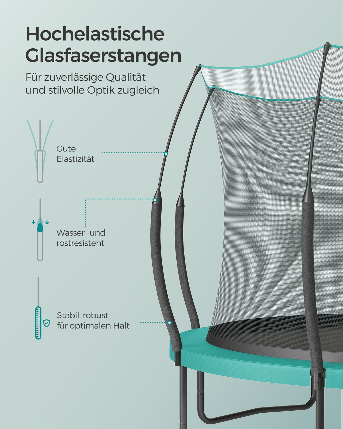 Rundes Gartentrampolin ohne Federn – Sicher, leise und elastisch – Erhältlich in 244 cm, 305 cm und 366 cm