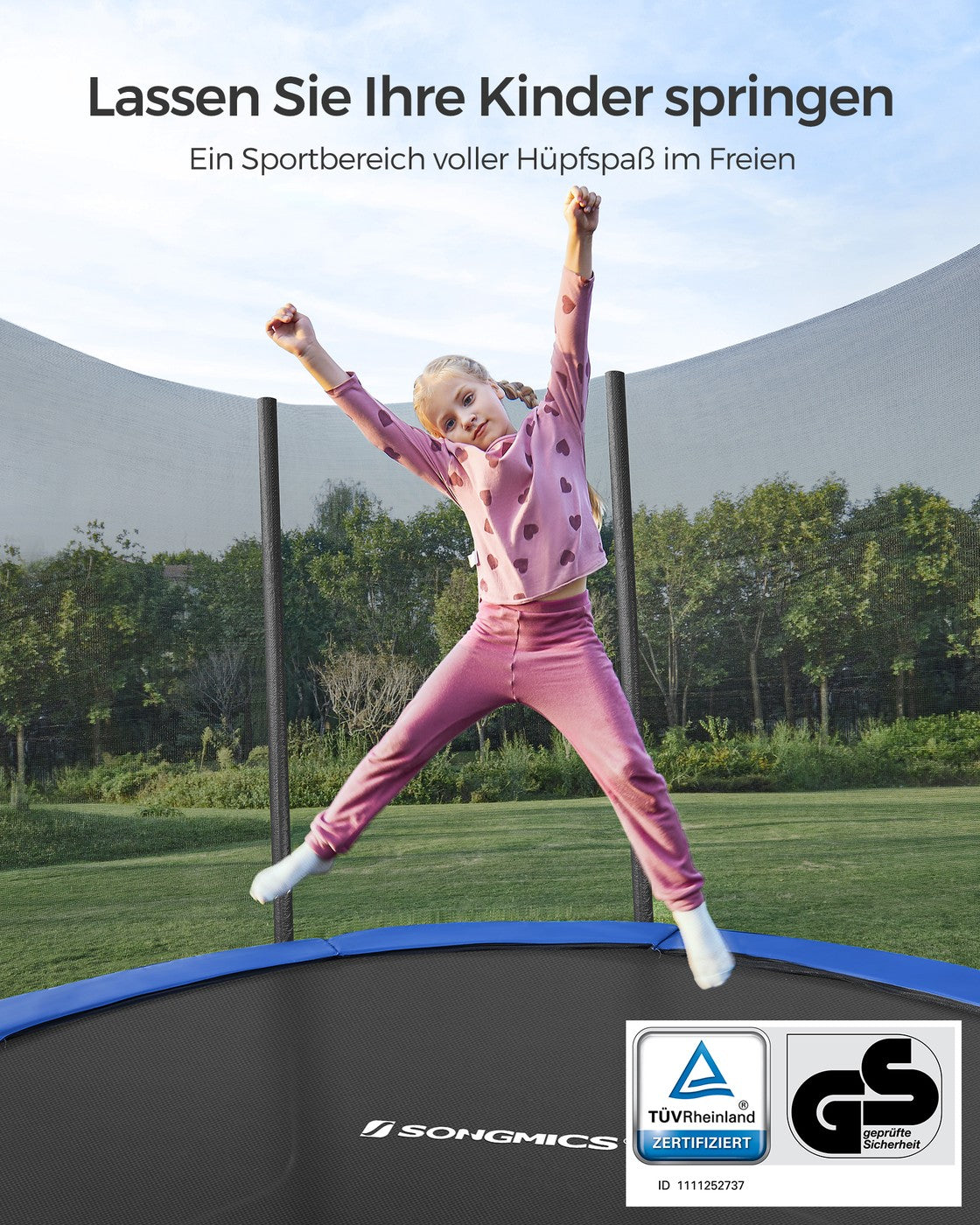 Trampolin mit Sicherheitsnetz – Stabiler Rahmen und gepolsterter Rand