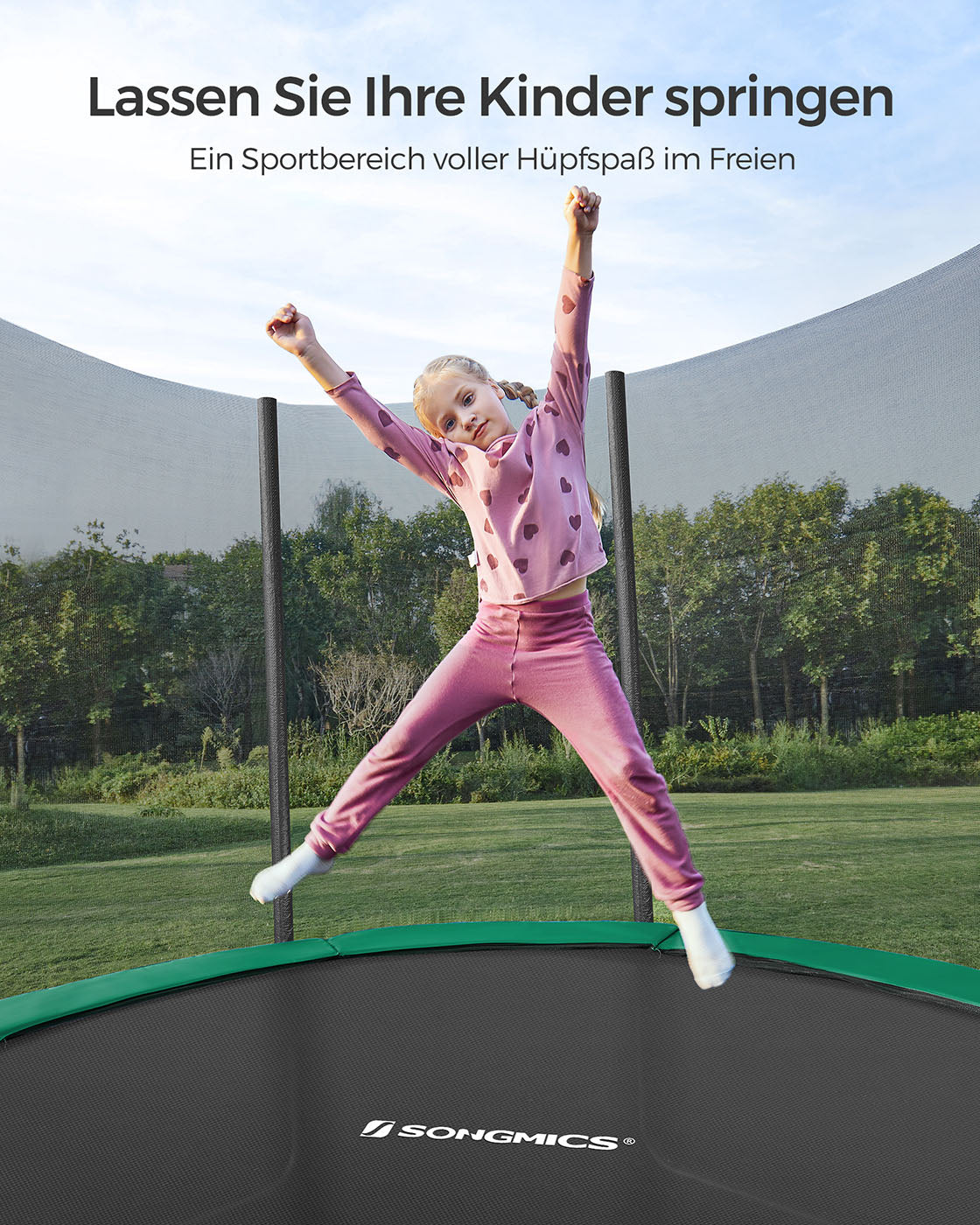 Trampolin mit Sicherheitsnetz – Stabiler Rahmen und gepolsterter Rand