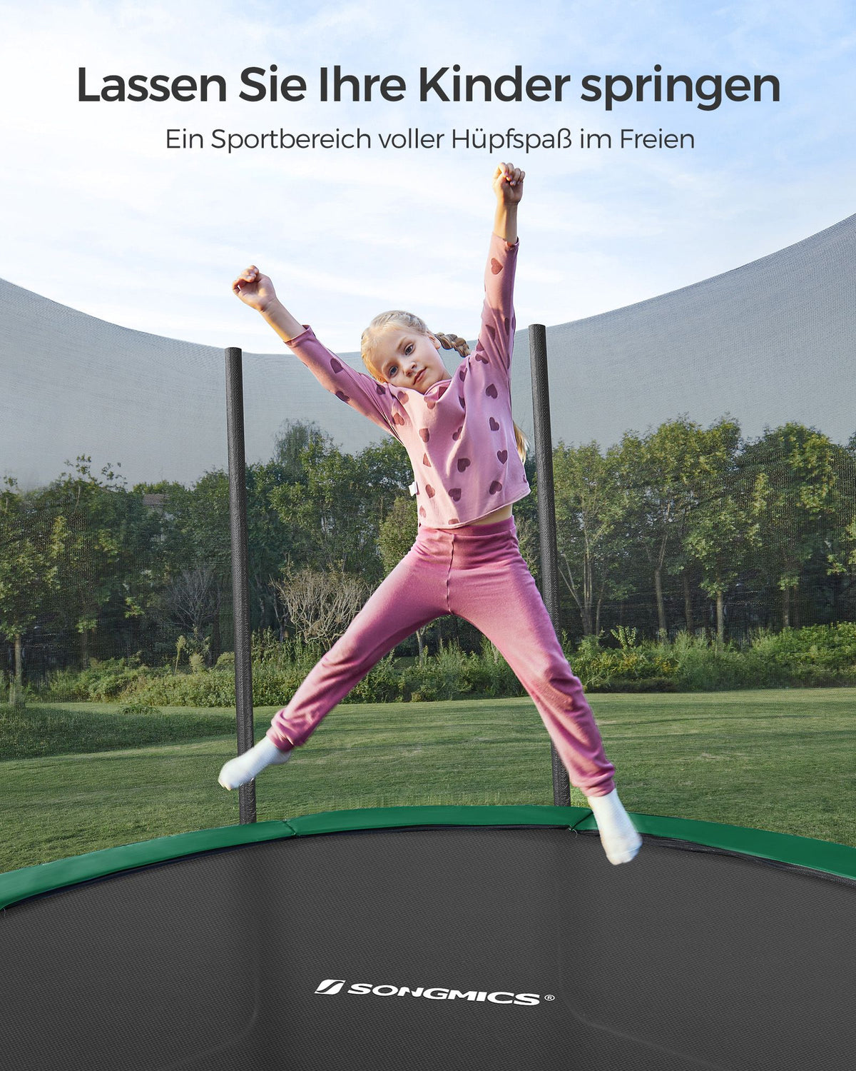 Trampolin mit Sicherheitsnetz – Stabiler Rahmen und gepolsterter Rand