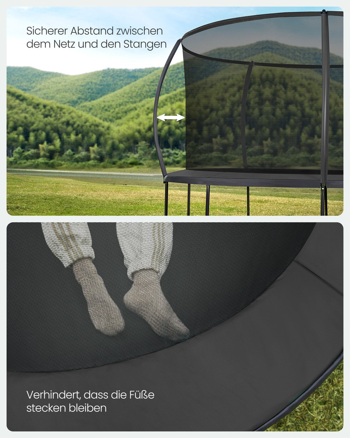 XXL Trampolin Mit Sicherheitsnetz - Gebogene Stangen - Belastbar Bis 150 kg
