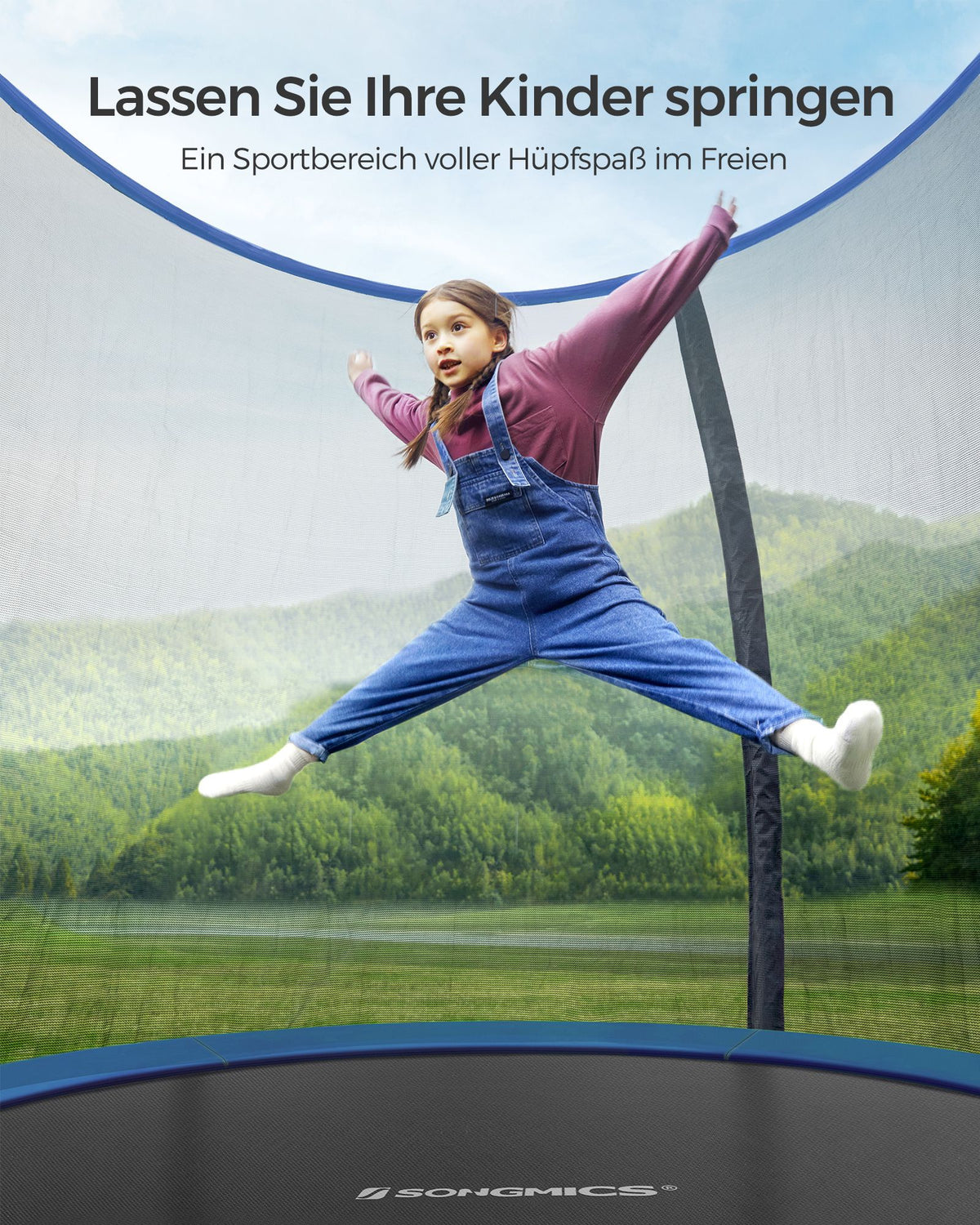 Trampolin mit Sicherheitsnetz – Stabiler Rahmen und gepolsterter Rand