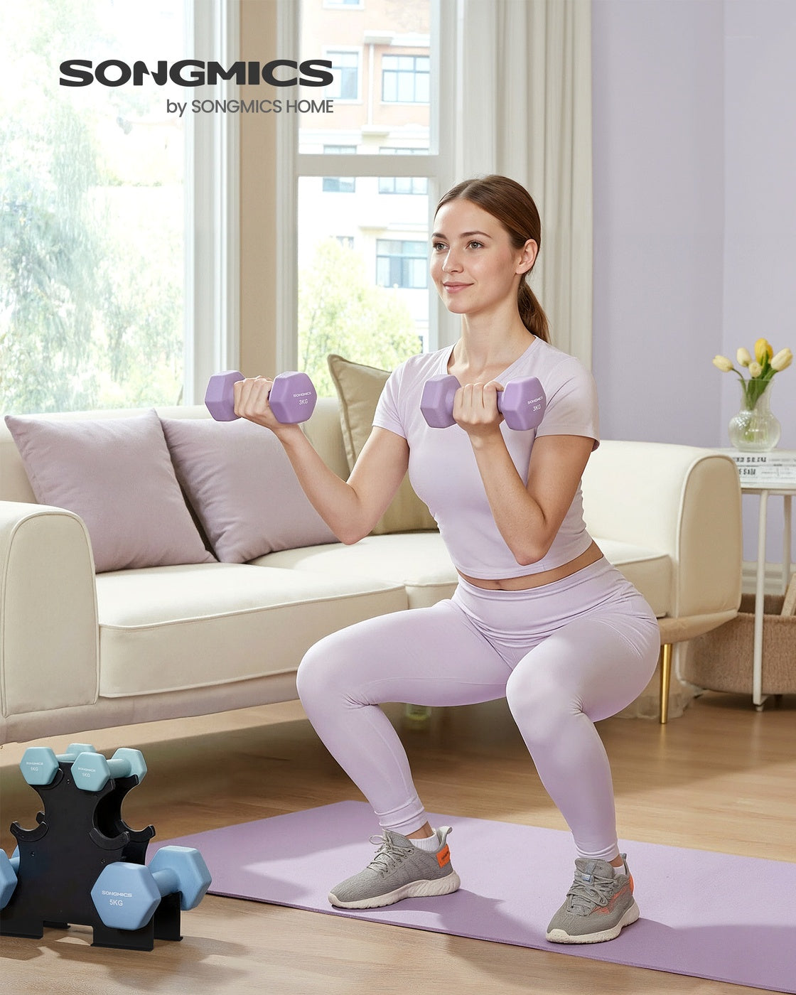 Kurzhantelset Mit Ständer - Hexagon-Hanteln Mit Neopren-Beschichtung - Für Krafttraining