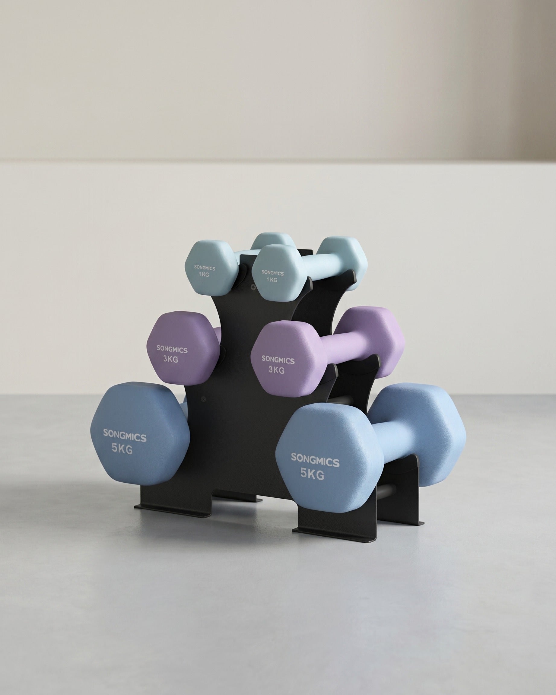 Kurzhantelset Mit Ständer - Hexagon-Hanteln Mit Neopren-Beschichtung - Für Krafttraining