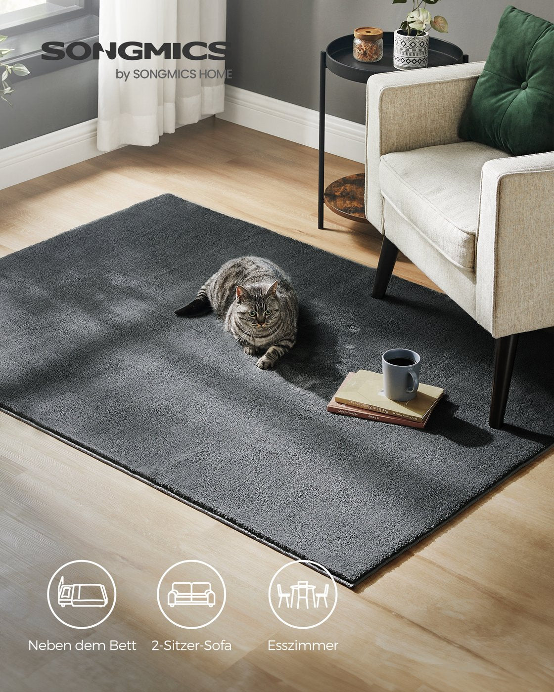 Teppich Rutschfest 170x120 - Für Wohnzimmer, Schlafzimmer Oder Flur