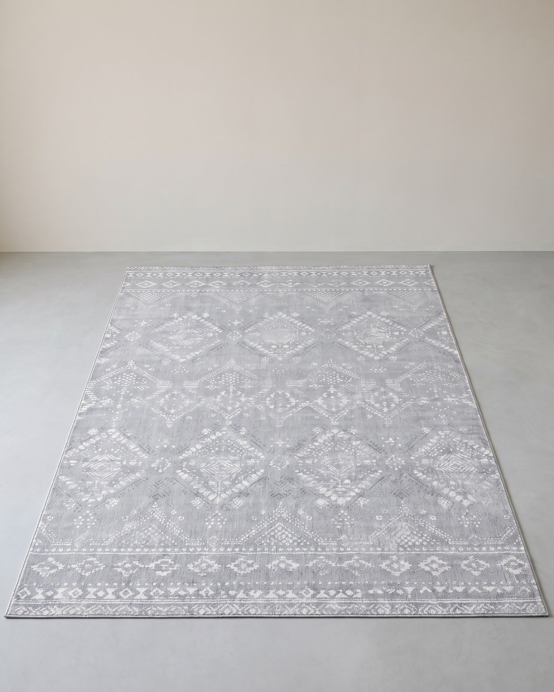 BOHO Teppich – Rutschfest & Waschbar – Polyester mit Filzschicht – Grau
