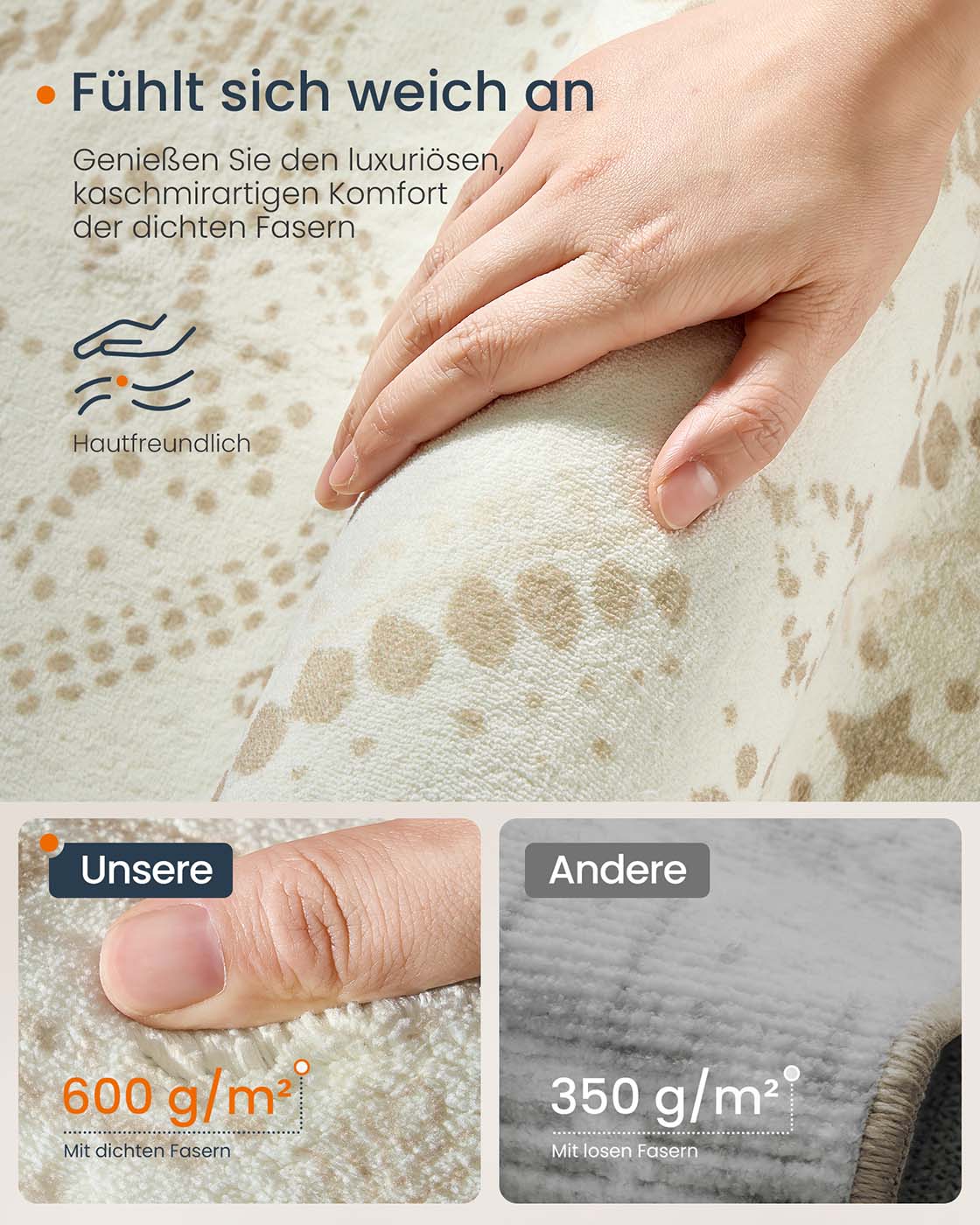 BOHO Teppich – Rutschfest & Waschbar – Polyester mit Filzschicht