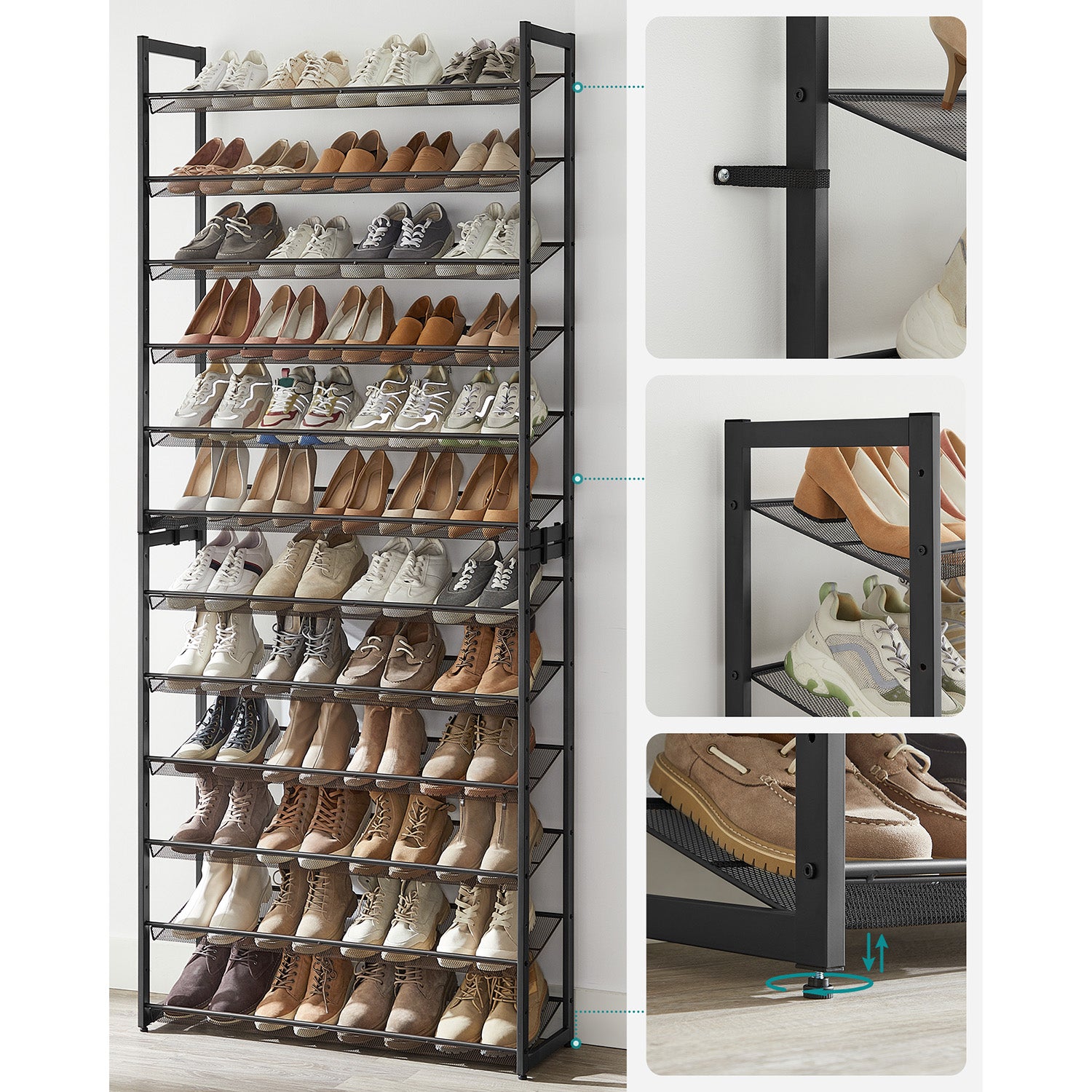 Schuhregal 12-stufig - Stapelbares Lagerregal - Schuhorganizer