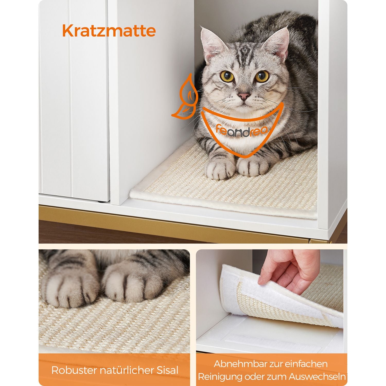 Moderner Katzentoilettenschrank – Stilvoller Möbelschrank – Versteckte Katzentoilette mit Kratzmatte