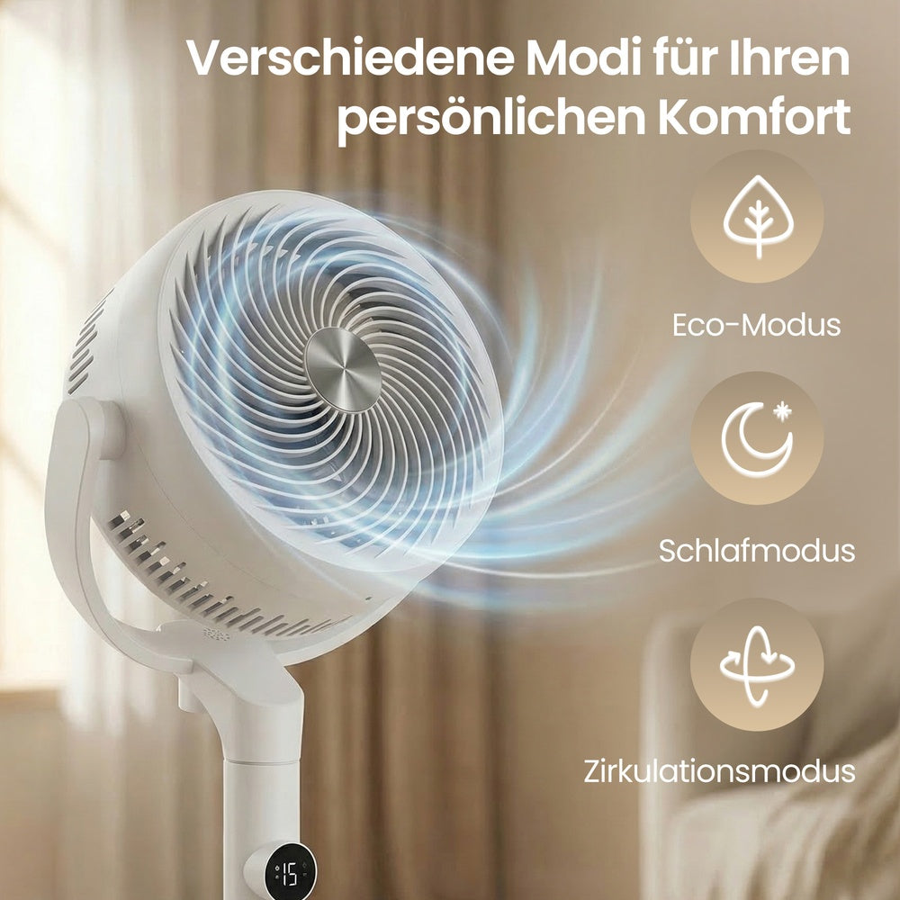 Standventilator – Leise (20 dB) – Mit Fernbedienung – 15 Geschwindigkeitsstufen – Timer