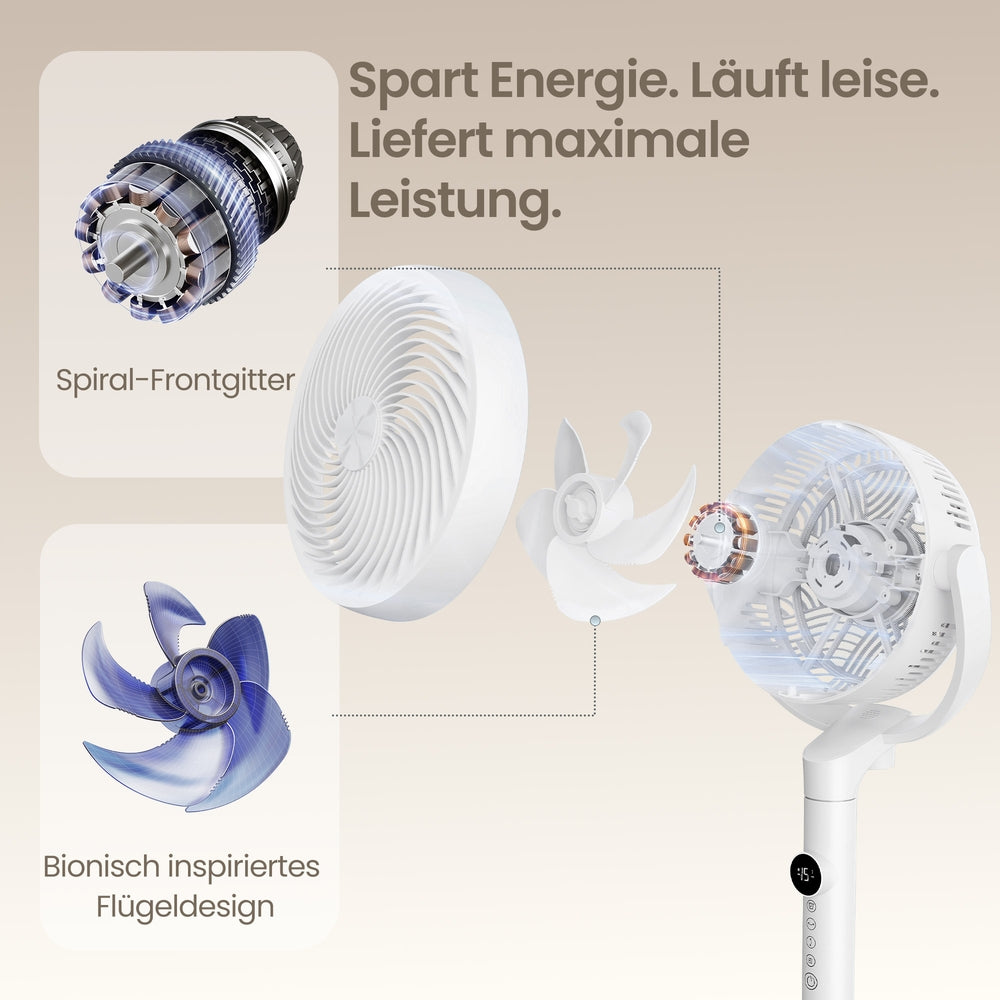 Standventilator – Leise (20 dB) – Mit Fernbedienung – 15 Geschwindigkeitsstufen – Timer