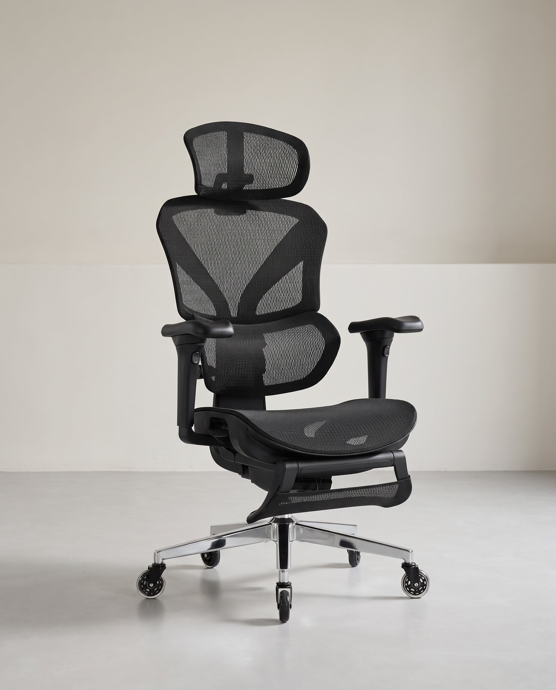 Ergonomischer Bürostuhl Mit Doppelter Rückenlehne - 3D-Kopfstütze Und 4D-Armlehnen - Mit Ausklappbarer Fußstütze