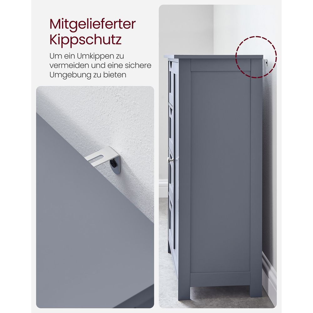 Badezimmerschrank - Kommode - Aufbewahrungsschrank mit Tür und Schubladen - 55 x 30 x 82 cm