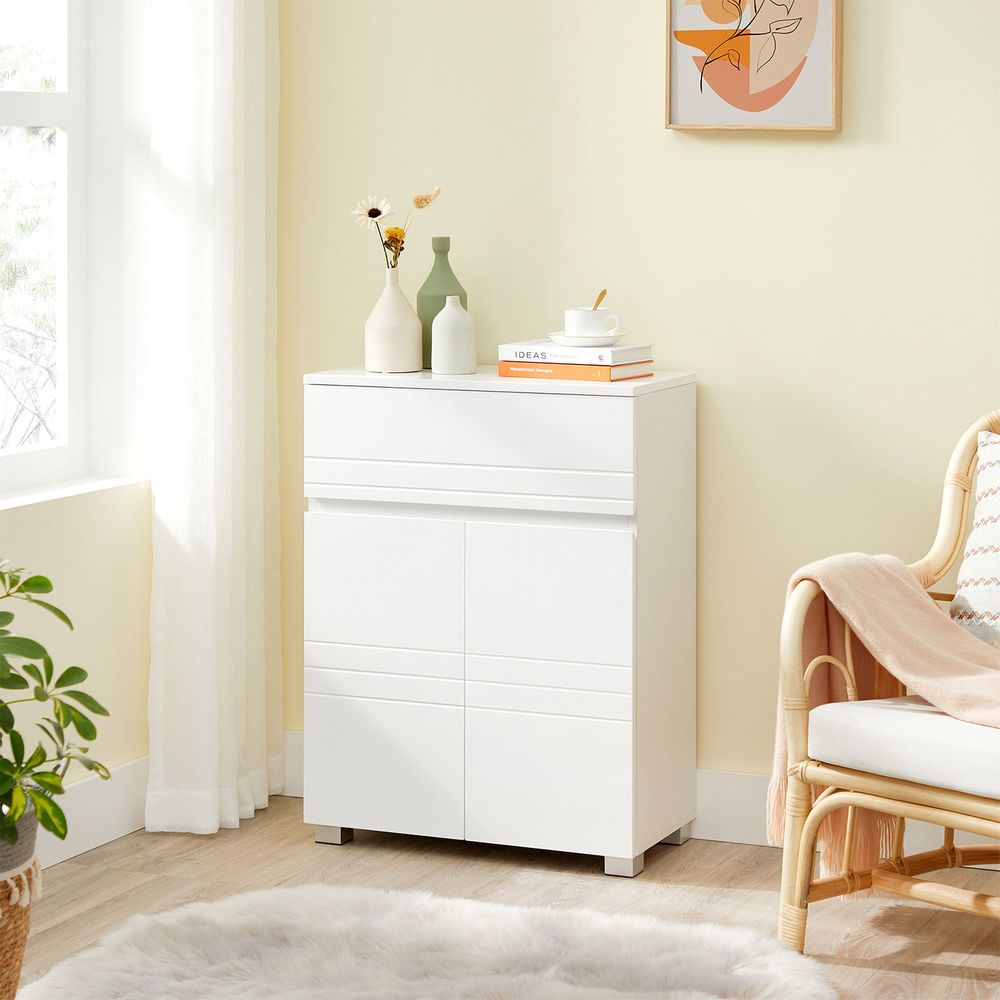 Badezimmerschrank mit Stauraum - Moderner Seitenschrank - 60x80x30 cm - Weiß