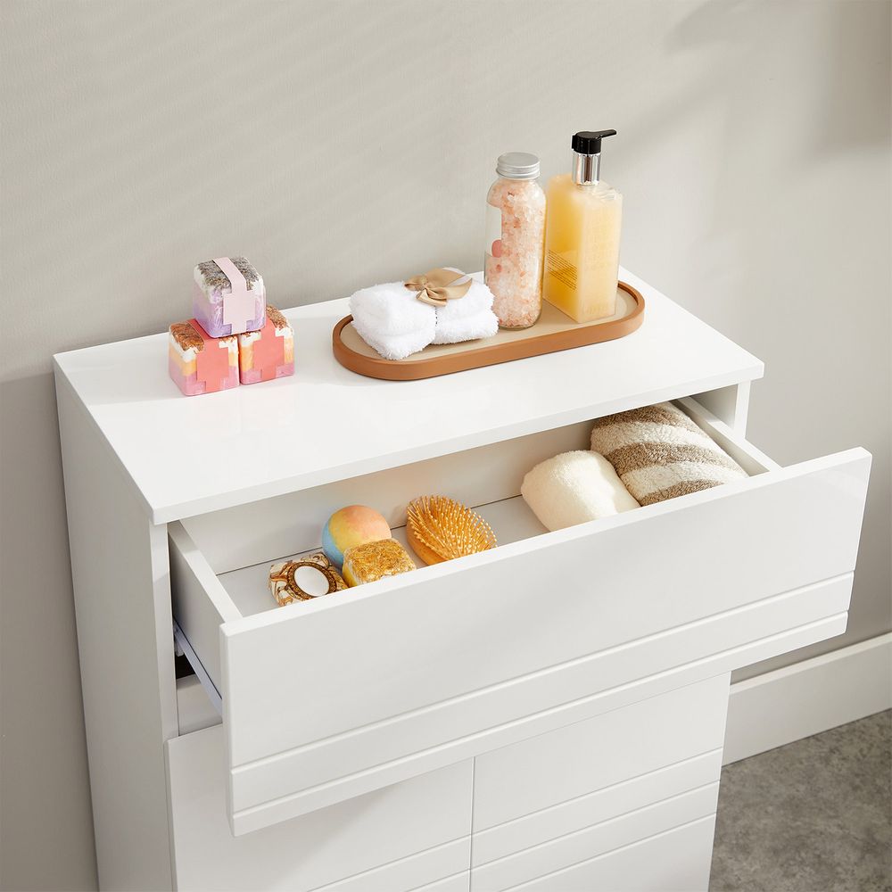 Badezimmerschrank mit Stauraum - Moderner Seitenschrank - 60x80x30 cm - Weiß