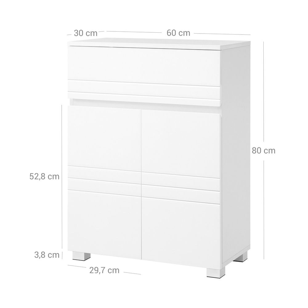 Badezimmerschrank mit Stauraum - Moderner Seitenschrank - 60x80x30 cm - Weiß