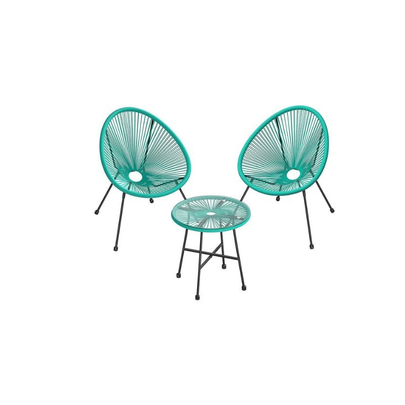 Balkonset - Tuinmeubelset van 3 - Terrasstoelen - Glazen tafelblad - 2 Stoelen - De Vries Meubels