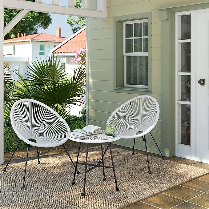 Balkonset - Gartenmöbel 3er Set - Terrassenstühle - Glastischplatte - 2 Stühle