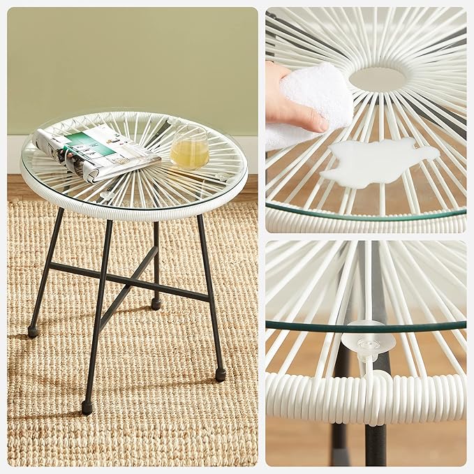 Balkonset - Gartenmöbel 3er Set - Terrassenstühle - Glastischplatte - 2 Stühle