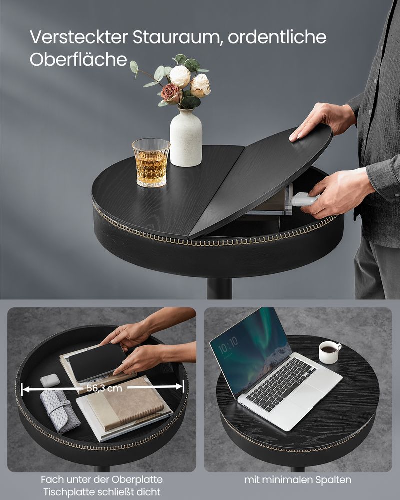 Bartafel met Opbergruimte - Hoogte Verstelbaar (83 - 105 cm) - Ronde Design Tafel - De Vries Meubels