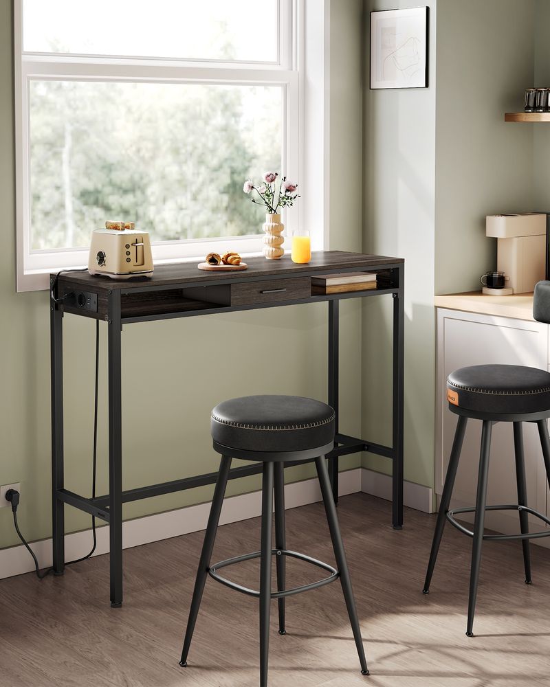 Bartafel met Schuiflade en USB - Aansluitingen - Bijzettafel met Stopcontact - Haltafel - De Vries Meubels