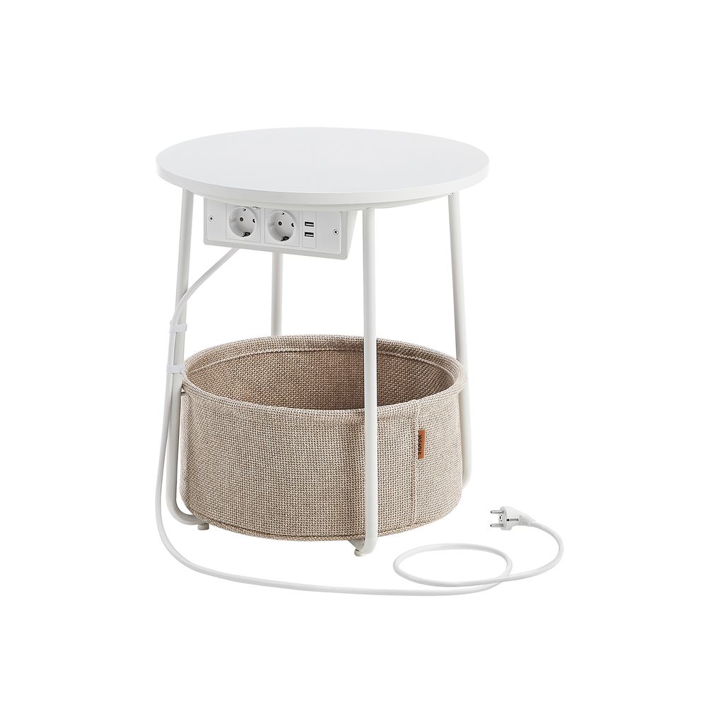 Bijzettafel met Stopcontact & USB - aansluiting - met Mandje - Modern tafeltje - De Vries Meubels