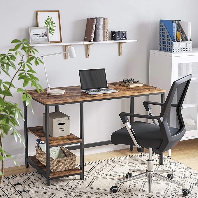 Bureau - Computertafel - Bureautafel met 2 legplanken rechts of links - Industrieel ontwerp - De Vries Meubels