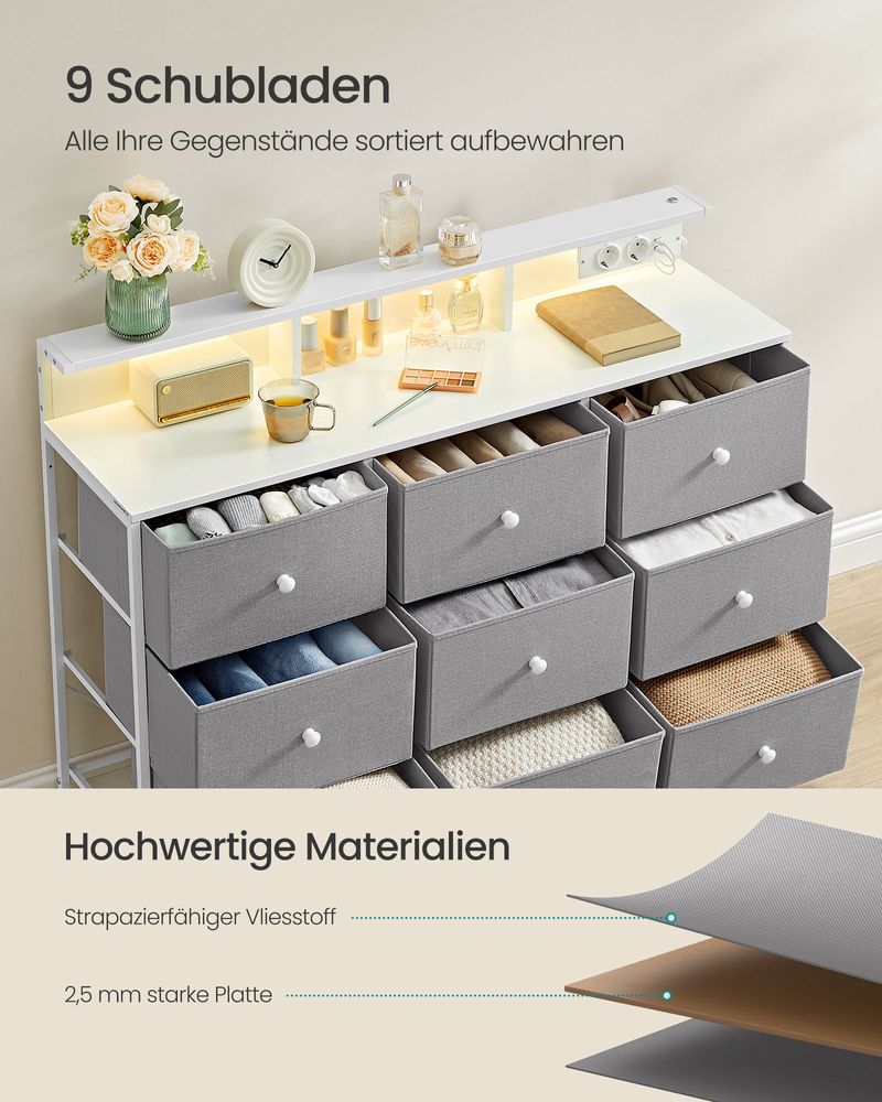 Commode met USB & Stopcontact - Ladekast met LED - verlichting - De Vries Meubels