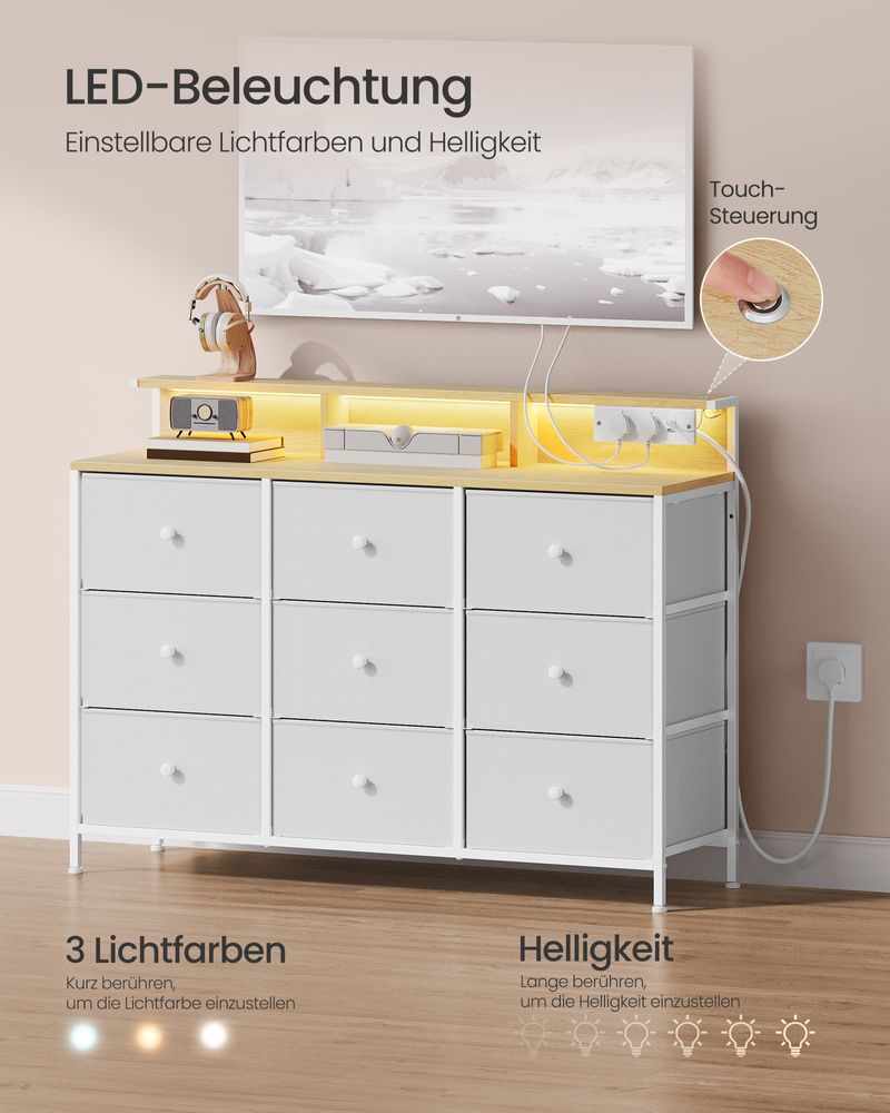 Commode met USB & Stopcontact - Ladekast met LED - verlichting - De Vries Meubels