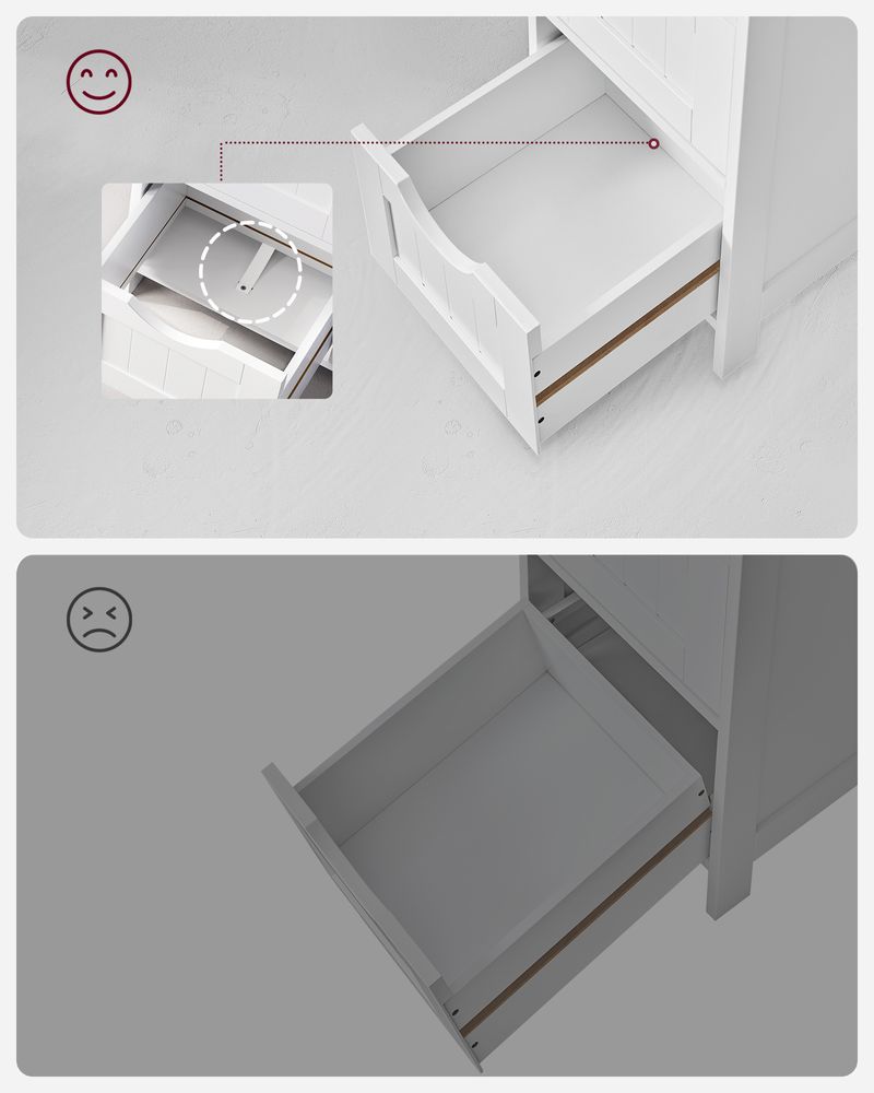 Kompakter Badezimmerschrank mit 4 Schubladen – schmal 30 cm – platzsparender Schrank für Bad & Küche