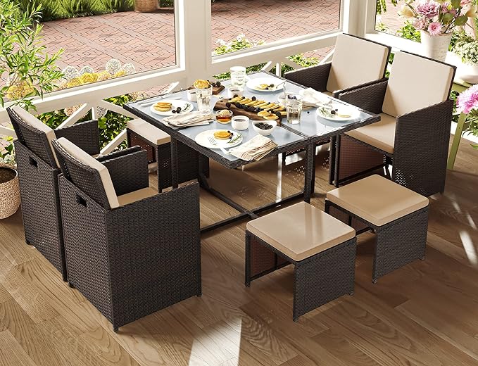 Complete Tuinmeubelset - Polyrattan Stoelen + Tafel - Terras Set met Kussens - De Vries Meubels
