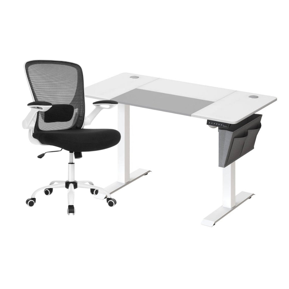 Complete Werkplek Budget - Elektrisch Zit - Sta Bureau + Ergonomische Bureaustoel - In Hoogte Verstelbaar Bureau - (Thuis)kantoor - De Vries Meubels