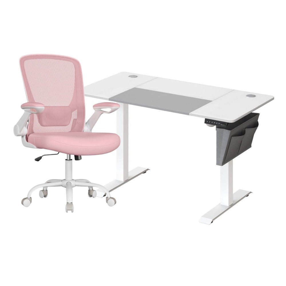 Komplettes Arbeitsplatz-Budget – Elektrischer Sitz-Steh-Schreibtisch + ergonomischer Bürostuhl – Höhenverstellbarer Schreibtisch – Heimarbeitsplatz