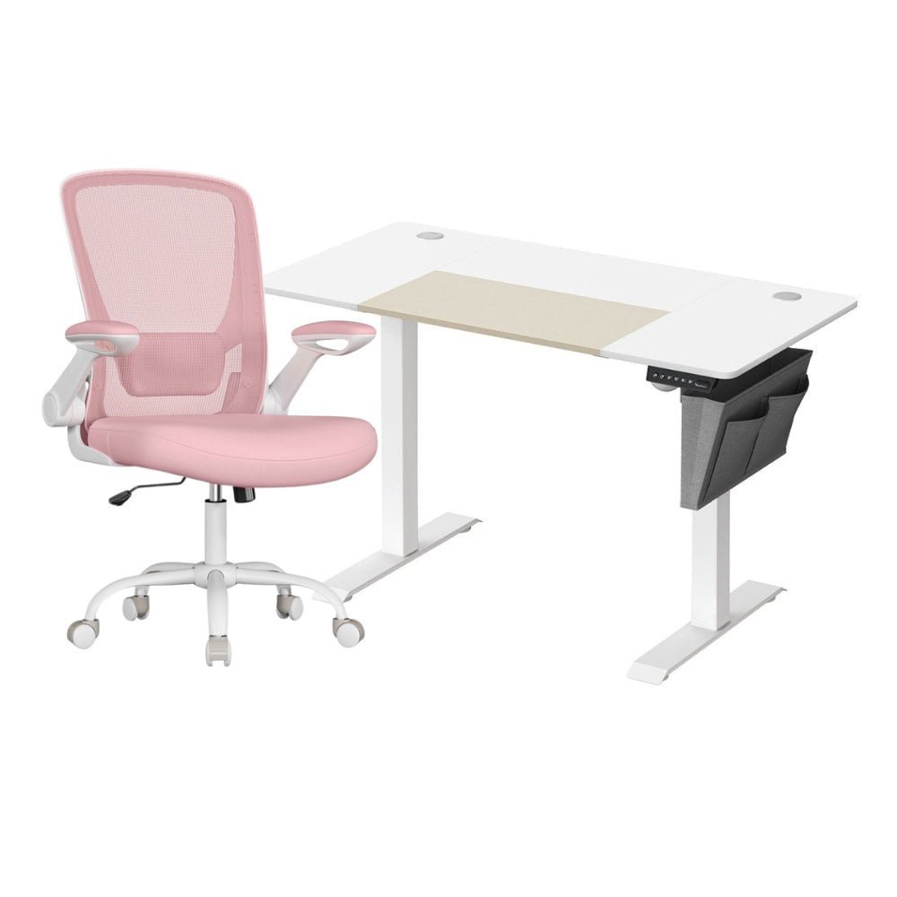 Komplettes Arbeitsplatz-Budget – Elektrischer Sitz-Steh-Schreibtisch + ergonomischer Bürostuhl – Höhenverstellbarer Schreibtisch – Heimarbeitsplatz