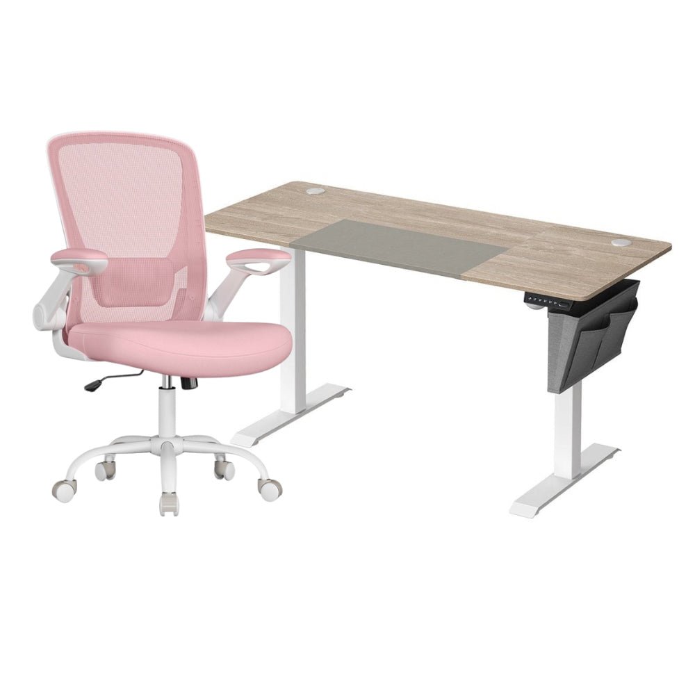 Komplettes Arbeitsplatz-Budget – Elektrischer Sitz-Steh-Schreibtisch + ergonomischer Bürostuhl – Höhenverstellbarer Schreibtisch – Heimarbeitsplatz