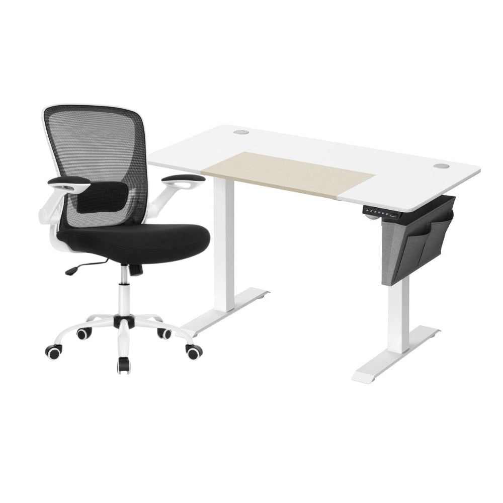 Komplettes Arbeitsplatz-Budget – Elektrischer Sitz-Steh-Schreibtisch + ergonomischer Bürostuhl – Höhenverstellbarer Schreibtisch – Heimarbeitsplatz