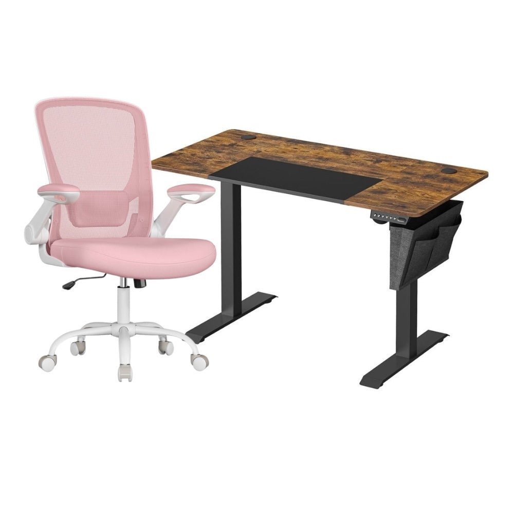 Komplettes Arbeitsplatz-Budget – Elektrischer Sitz-Steh-Schreibtisch + ergonomischer Bürostuhl – Höhenverstellbarer Schreibtisch – Heimarbeitsplatz