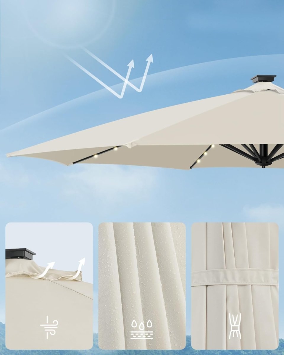 Draaibare Zweefparasol met Zwengel - LED - verlichting - Ø 300 cm - 360° draaibaar - De Vries Meubels