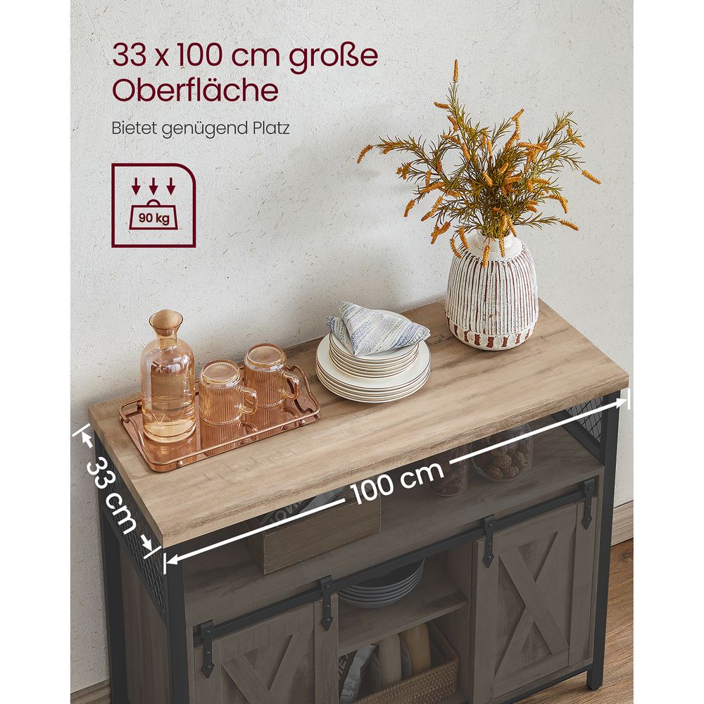 Sideboard mit Schiebetüren - Schrank 100 cm breit - Vintage Braun und Schwarz