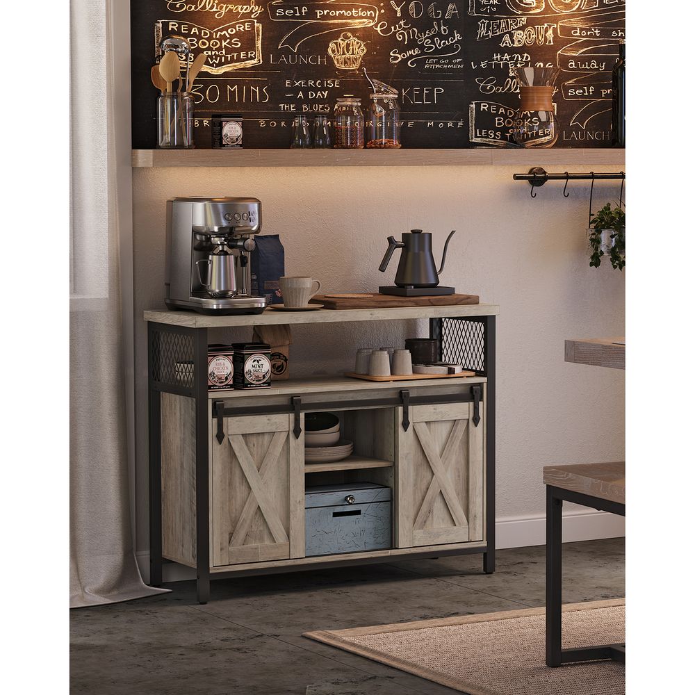 Sideboard mit Schiebetüren - Schrank 100 cm breit - Vintage Braun und Schwarz