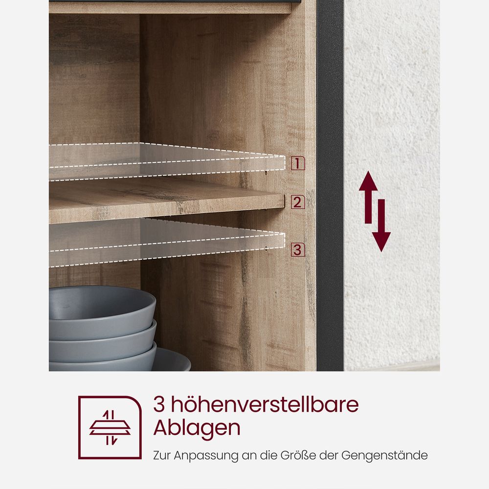Sideboard mit Schiebetüren - Schrank 100 cm breit - Vintage Braun und Schwarz