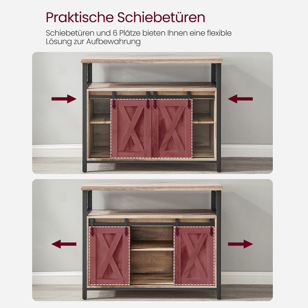 Sideboard mit Schiebetüren - Schrank 100 cm breit - Vintage Braun und Schwarz