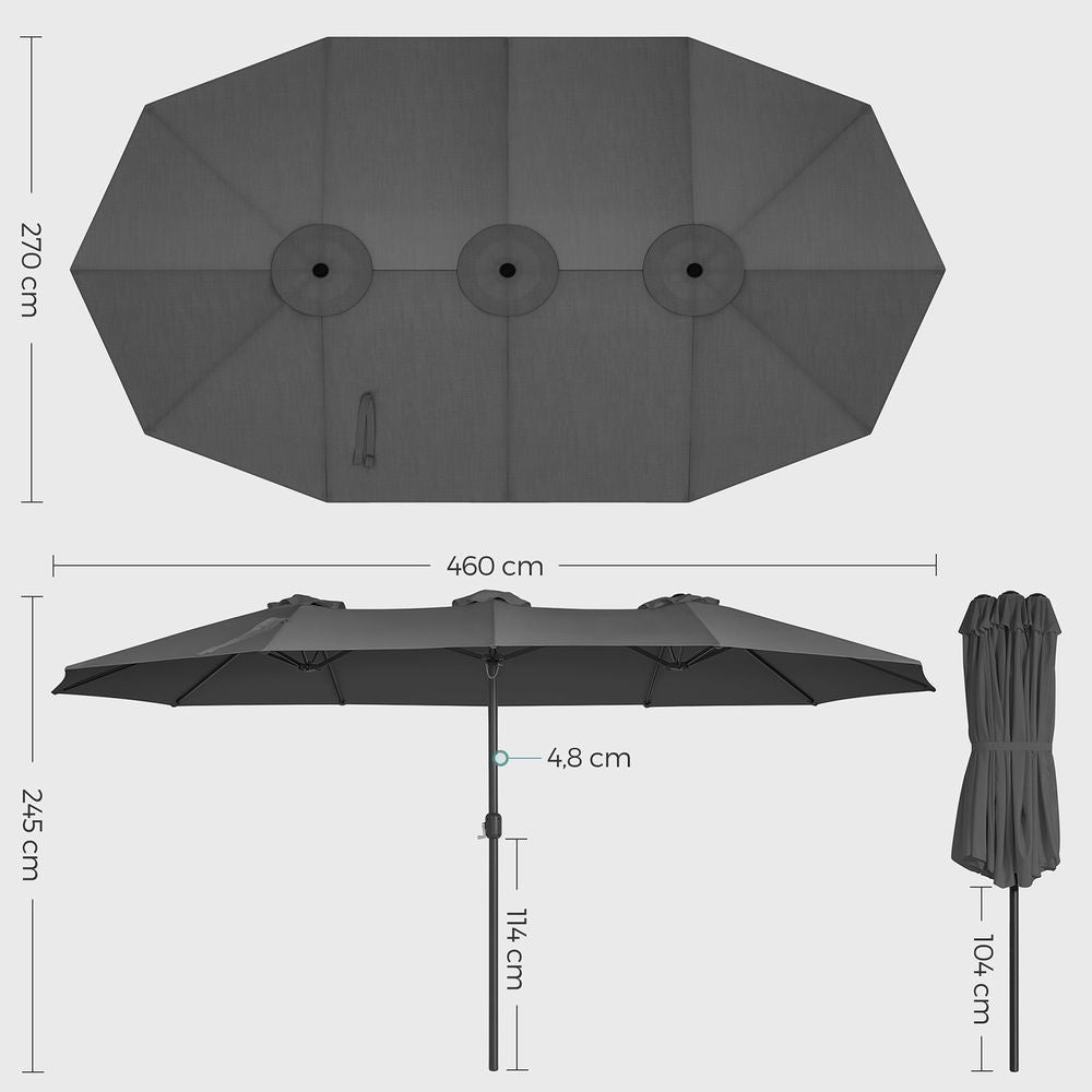 Doppelsonnenschirm 460 x 270 cm – Extra groß mit UV-Schutz und Kurbel