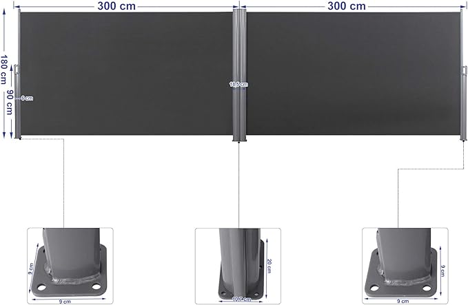 Dubbele Tuinscherm - Uitschuifbaar Zijluifel - Windscherm - Balkon - Tuin - 6 meter - De Vries Meubels