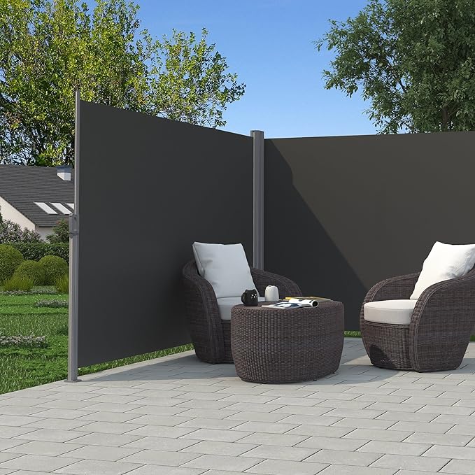 Doppelte Gartenmarkise - Ausziehbare Seitenmarkise - Windschutz - Balkon - Garten - 6 Meter