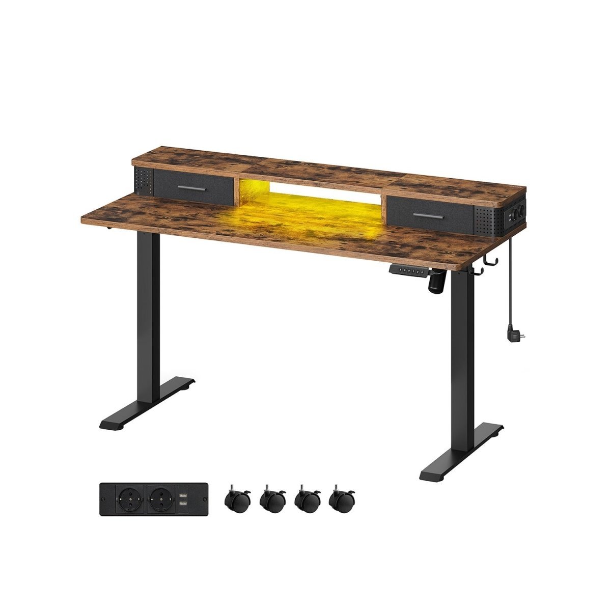 Elektrisch Sta Bureau met LED - Gamebureau - Zit Sta Bureau - In hoogte verstelbaar - De Vries Meubels