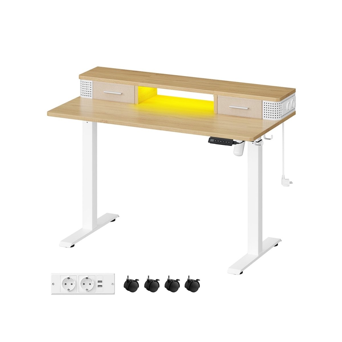 Elektrisch Sta Bureau met LED - Gamebureau - Zit Sta Bureau - In hoogte verstelbaar - De Vries Meubels